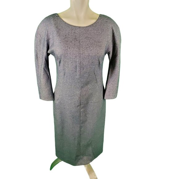 Luisa Beccaria Vintage Tweed Wool Sheath Dress Navy Blue S - Picture 1 of 7
